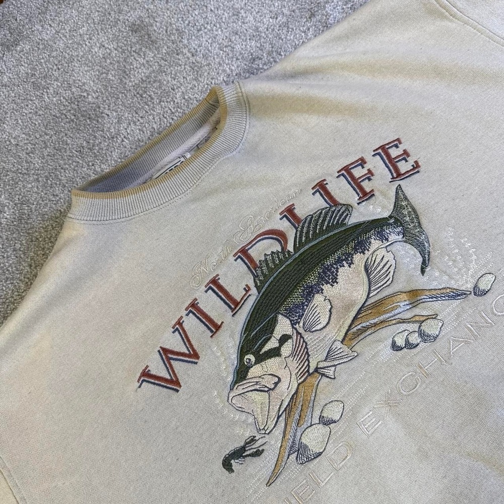 Vintage 90s Wildlife Field Exchange Embroidered Sweatshirt Danaggers Men's Large
